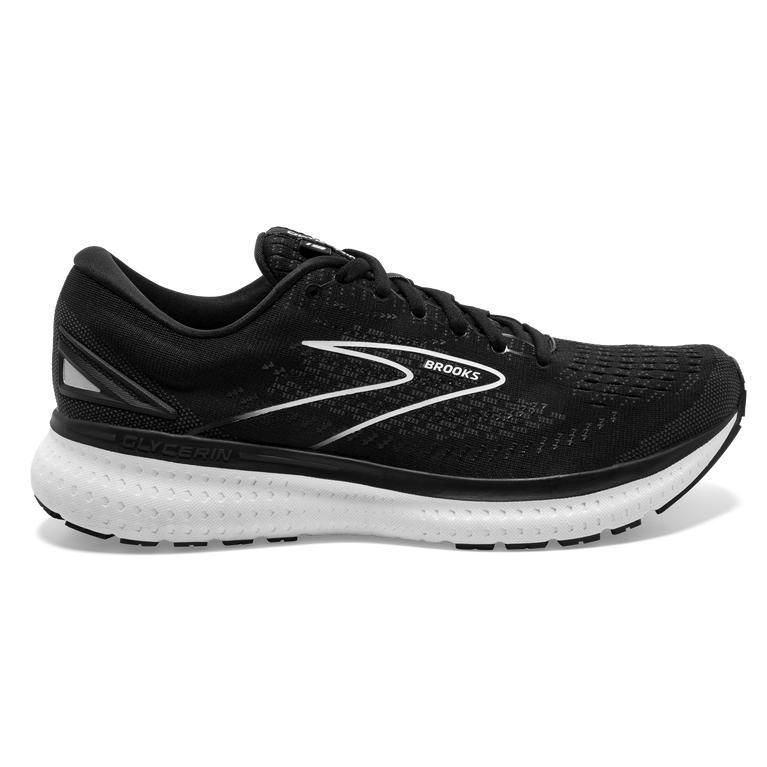 Brooks Glycerin 19 Road Running Shoes - Men's - Black/White (95481-FYTD)